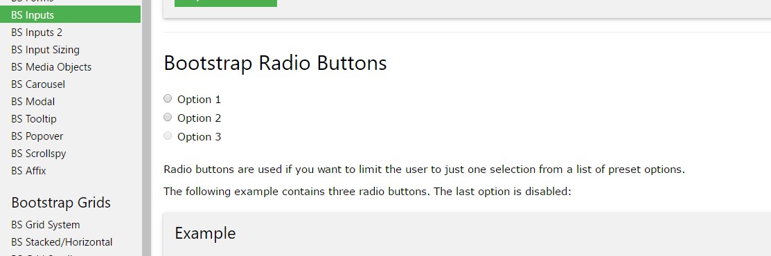 Bootstrap Radio button -  information
