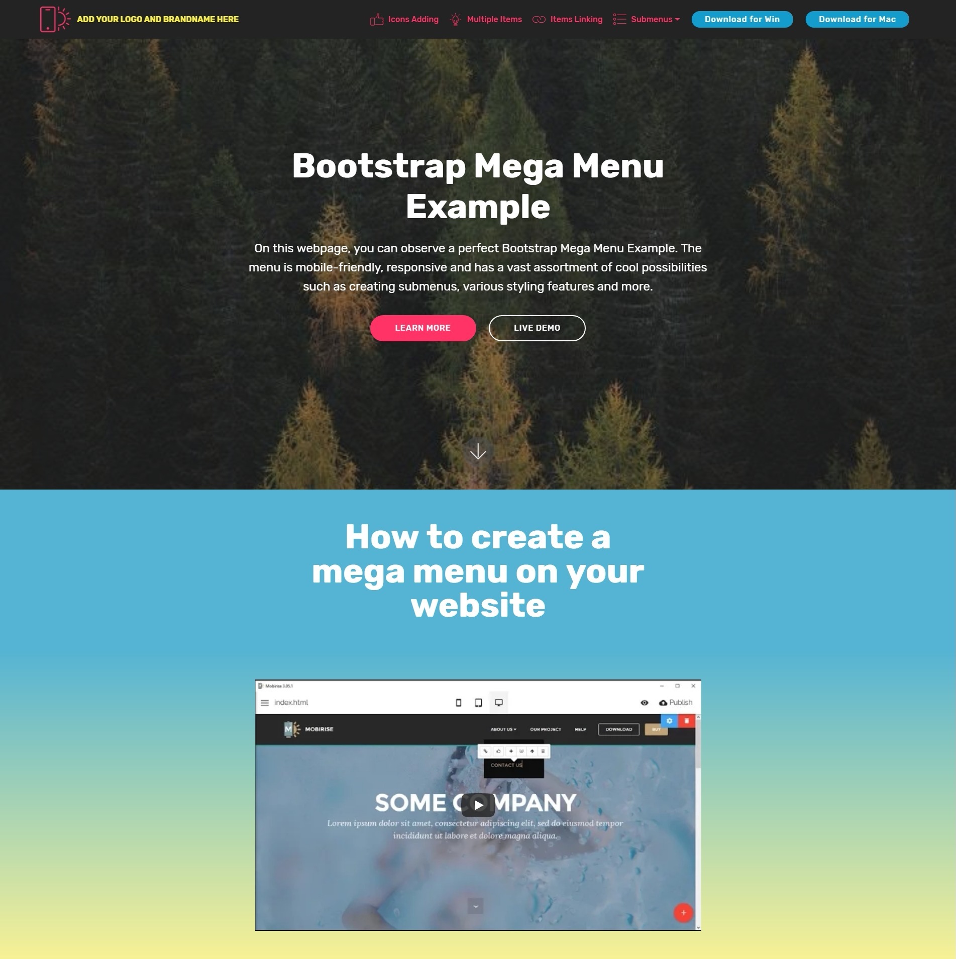 Bootstrap Mega Menu Example